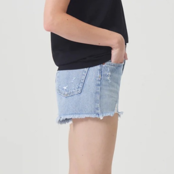 Agolde Distressed High Rise Waist Denim Parker Cut off Shorts